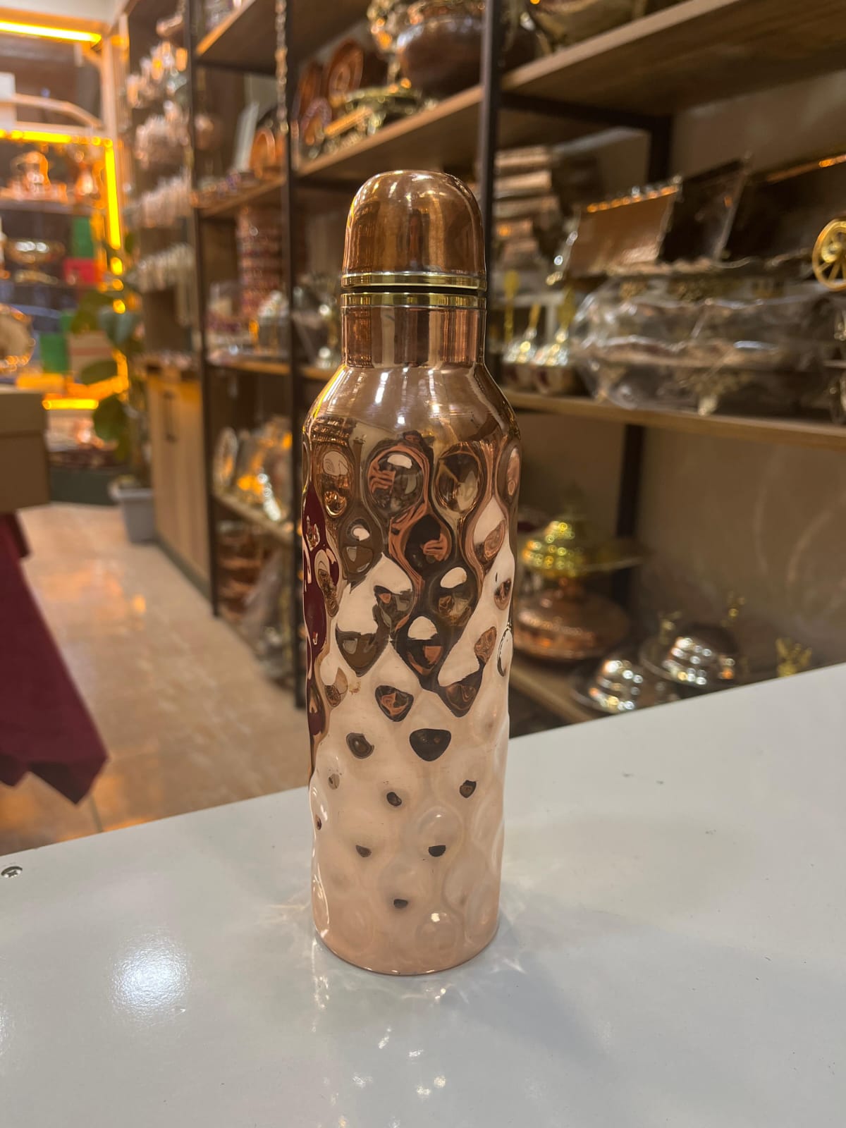 Bakırzade Dövme Desenli Bakır Termos